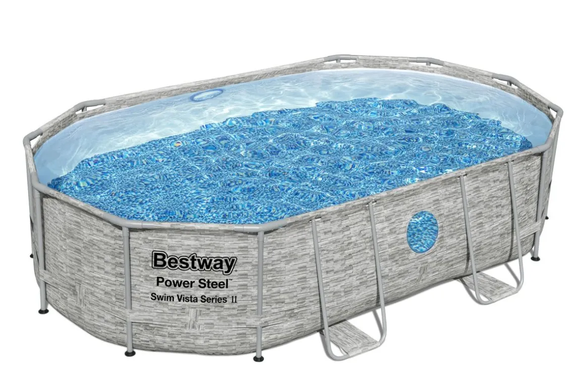 Bestway Pool Komplett-Set Steinwand-Optik 488 x 305 x 107 cm