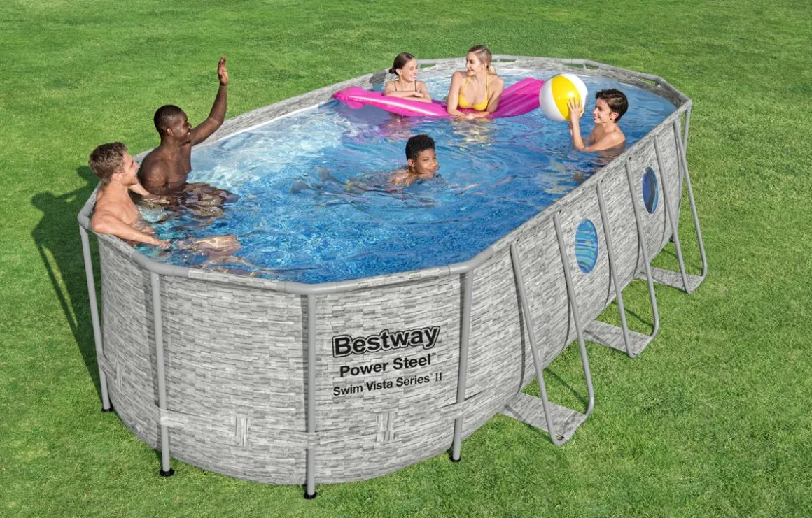 Bestway Pool Komplett-Set Steinwand-Optik 549 x 274 x 122 cm