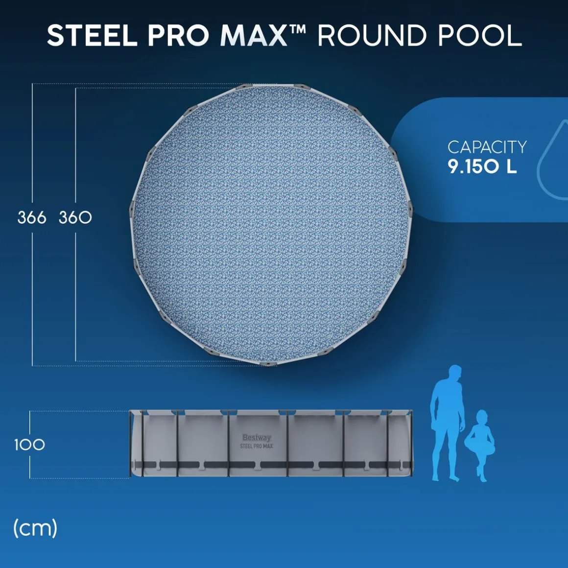 Bestway Pool Set hellgrau 366 x 100 cm