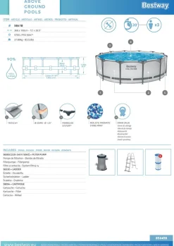 Bestway Pool Set hellgrau 366 x 100 cm