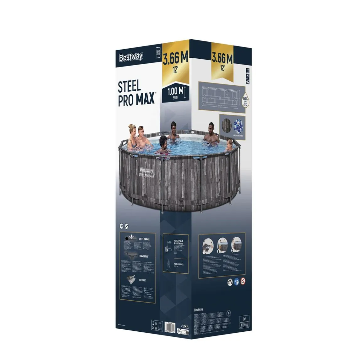 Bestway Pool Set Holz-Optik 366 x 100 cm
