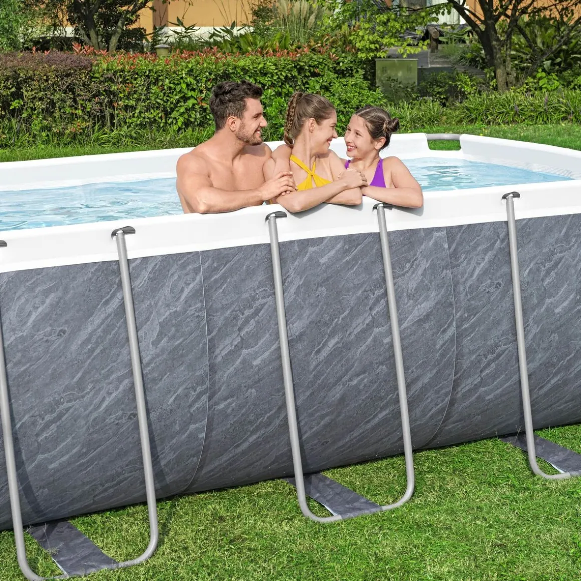 Bestway Pool Set Marmor-Optik 412 x 201 x 122 cm