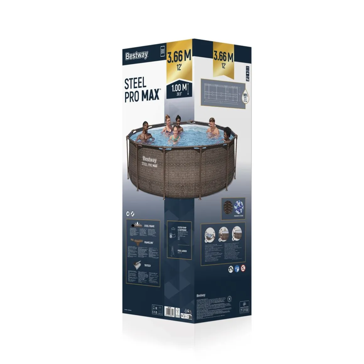 Bestway Pool Set Rattan-Optik 366 x 100 cm