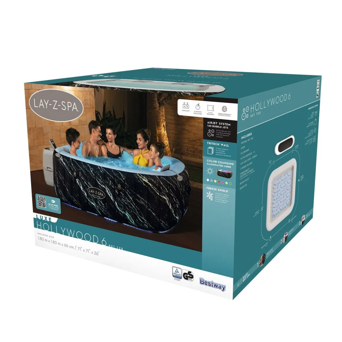 Bestway Whirlpool Lay-Z-Spa HOLLYWOOD LED 6 Personen