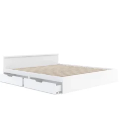 Bett Holz BELLA mit Stauraum und Schubladen 180 x 200 cm weiss