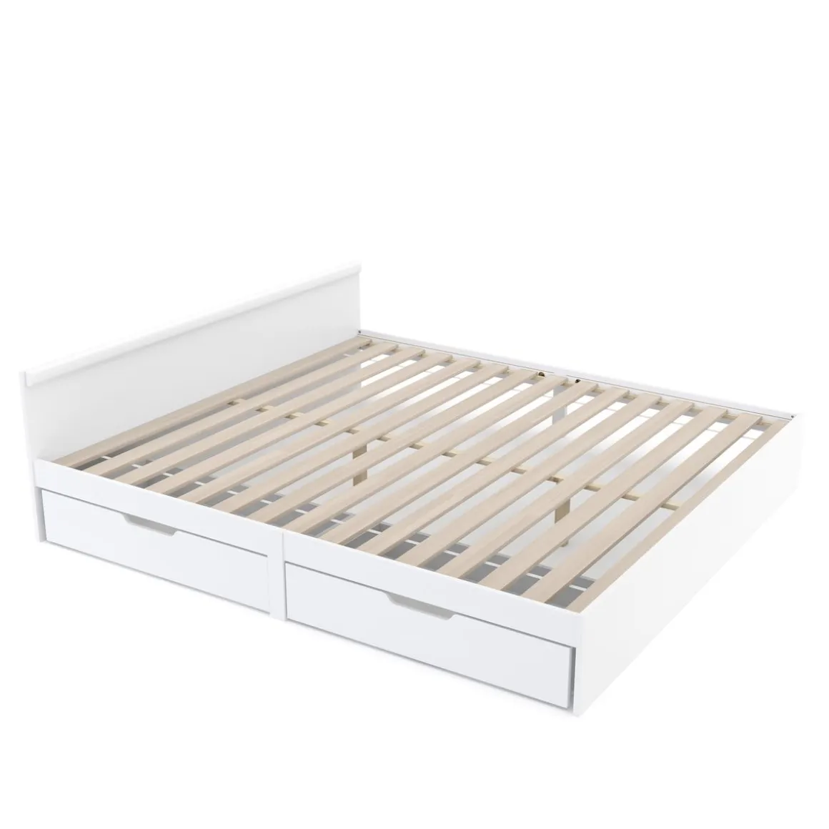 Bett Holz BELLA mit Stauraum und Schubladen 180 x 200 cm weiss
