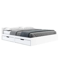 Bett Holz BELLA mit Stauraum und Schubladen 180 x 200 cm weiss