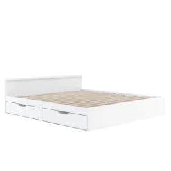 Bett Holz BELLA mit Stauraum und Schubladen 180 x 200 cm weiss