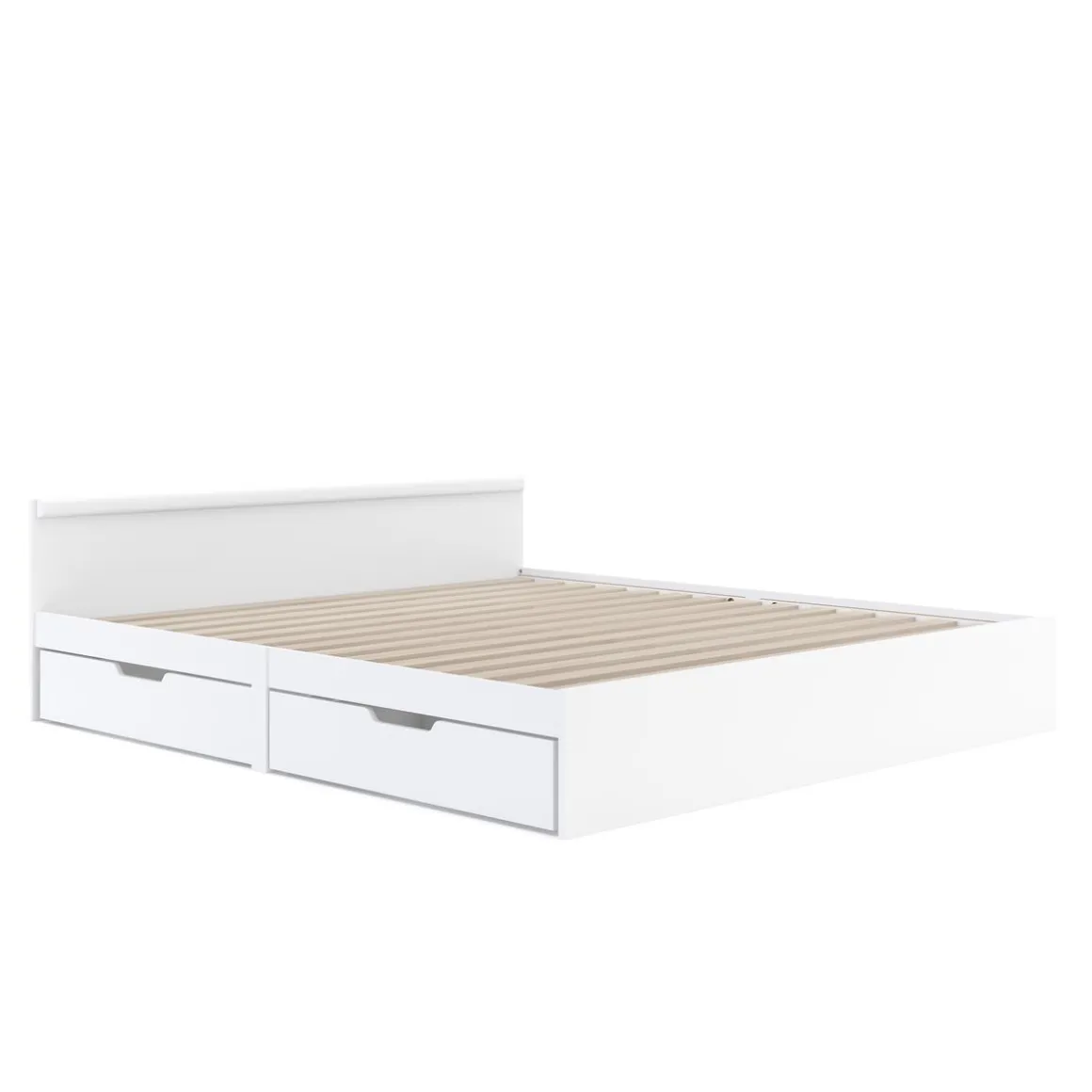 Bett Holz BELLA mit Stauraum und Schubladen 180 x 200 cm weiss