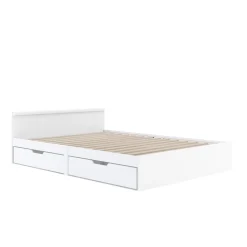 Bett Holz BELLA mit Stauraum und Schubladen 140 x 200 cm weiss