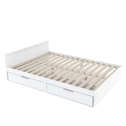 Bett Holz BELLA mit Stauraum und Schubladen 140 x 200 cm weiss