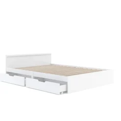 Bett Holz BELLA mit Stauraum und Schubladen 140 x 200 cm weiss