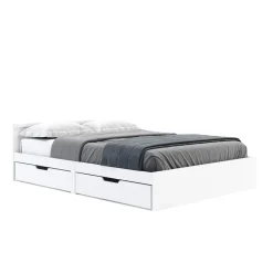 Bett Holz BELLA mit Stauraum und Schubladen 140 x 200 cm weiss