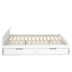 Bett Holz BELLA mit Stauraum und Schubladen 140 x 200 cm weiss