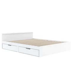 Bett Holz BELLA mit Stauraum und Schubladen 160 x 200 cm weiss