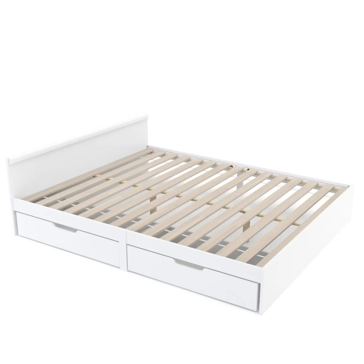Bett Holz BELLA mit Stauraum und Schubladen 160 x 200 cm weiss