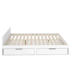 Bett Holz BELLA mit Stauraum und Schubladen 160 x 200 cm weiss