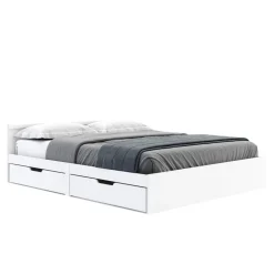 Bett Holz BELLA mit Stauraum und Schubladen 160 x 200 cm weiss
