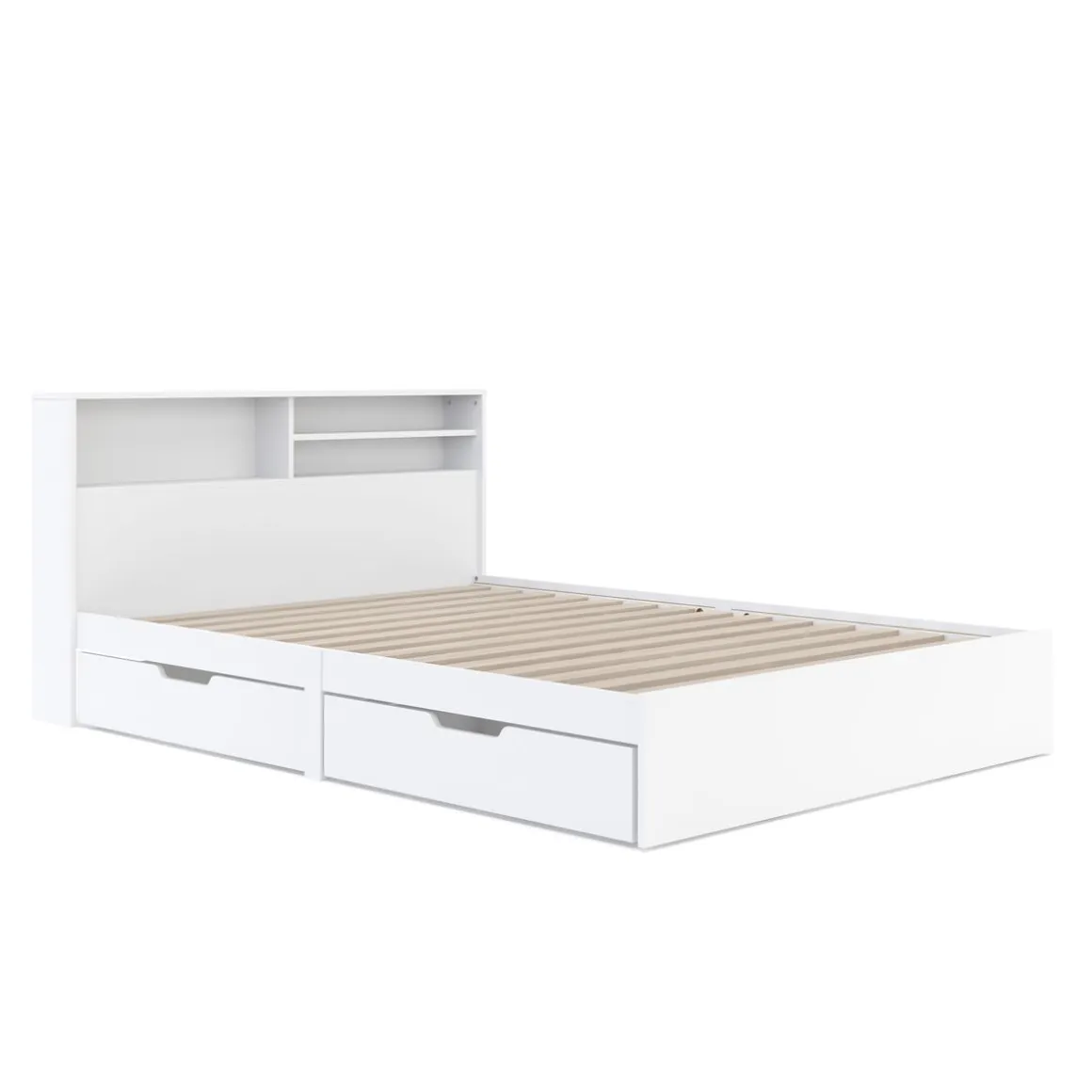 Bett Holz GENESIS mit Stauraum und Schubladen 140 x 200 cm weiss