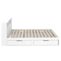 Bett Holz GENESIS mit Stauraum und Schubladen 140 x 200 cm weiss