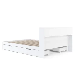 Bett Holz GENESIS mit Stauraum und Schubladen 140 x 200 cm weiss