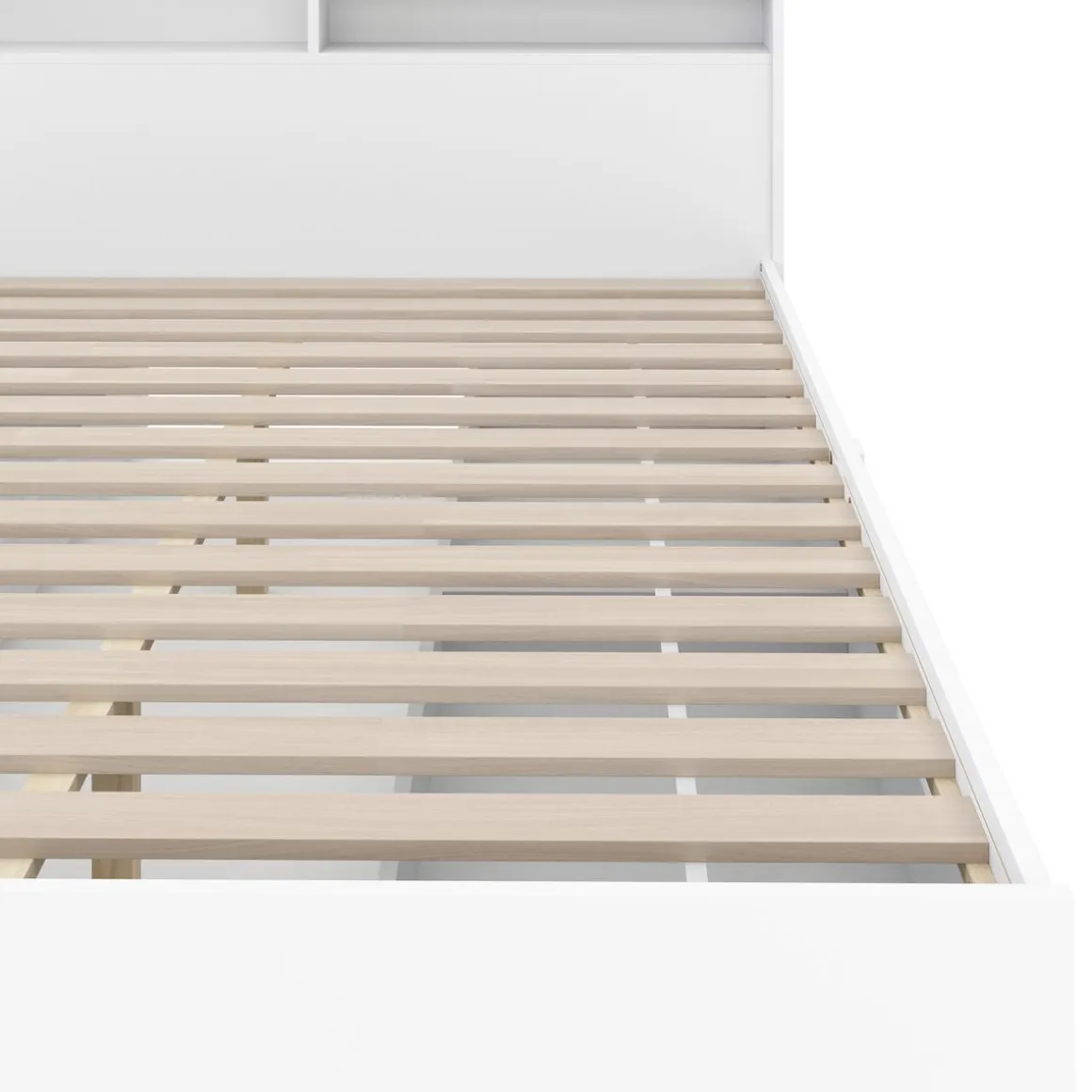 Bett Holz GENESIS mit Stauraum und Schubladen 140 x 200 cm weiss