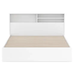Bett Holz GENESIS mit Stauraum und Schubladen 140 x 200 cm weiss