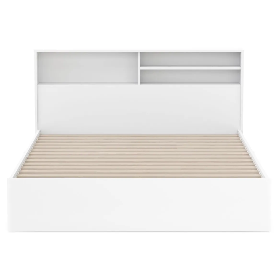 Bett Holz GENESIS mit Stauraum und Schubladen 140 x 200 cm weiss