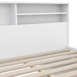 Bett Holz GENESIS mit Stauraum und Schubladen 140 x 200 cm weiss