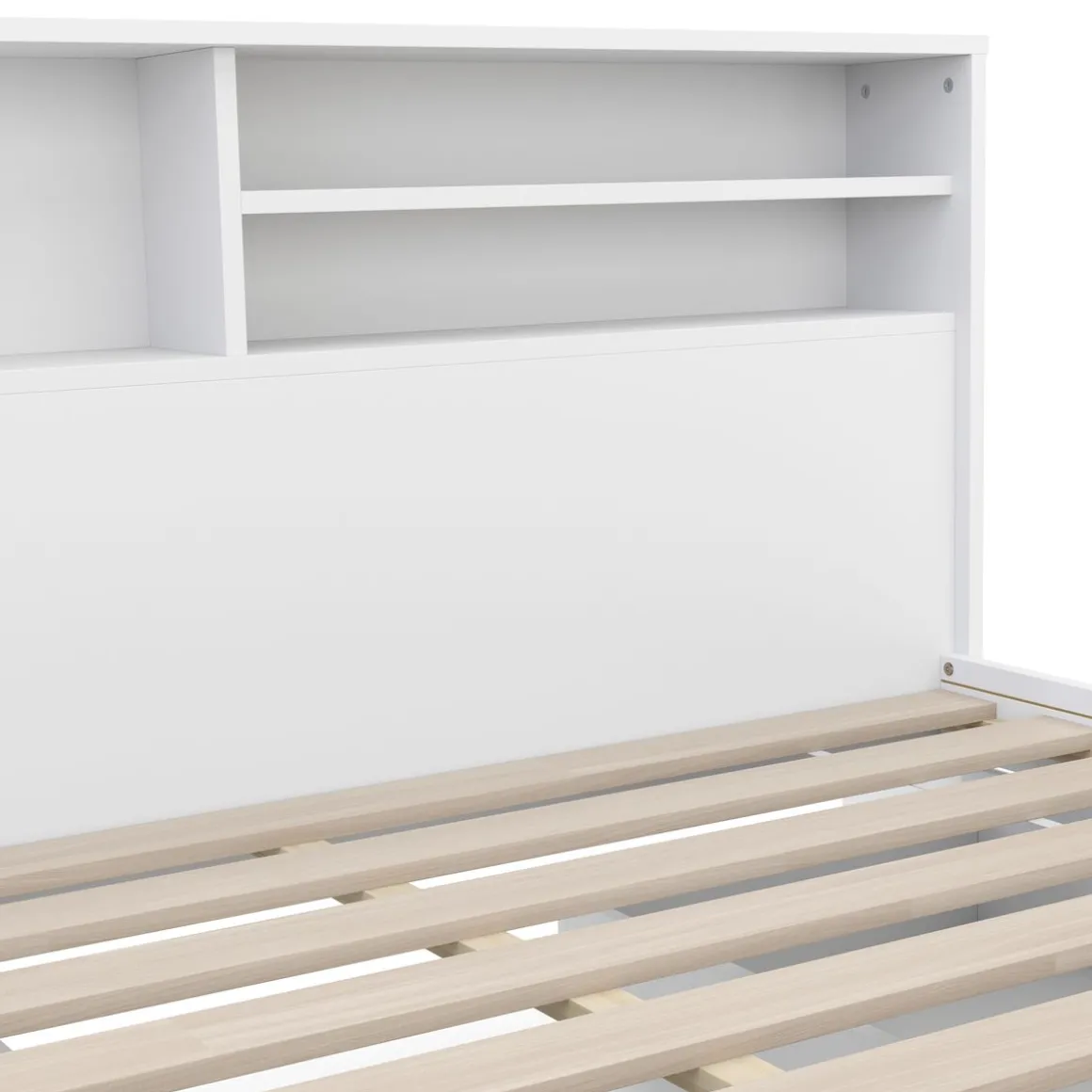 Bett Holz GENESIS mit Stauraum und Schubladen 140 x 200 cm weiss