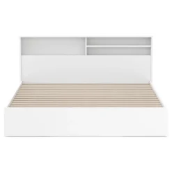 Bett Holz GENESIS mit Stauraum und Schubladen 160 x 200 cm weiss