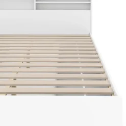 Bett Holz GENESIS mit Stauraum und Schubladen 160 x 200 cm weiss