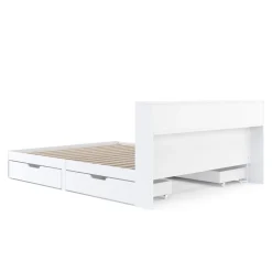 Bett Holz GENESIS mit Stauraum und Schubladen 160 x 200 cm weiss
