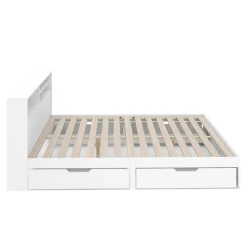 Bett Holz GENESIS mit Stauraum und Schubladen 180 x 200 cm weiss