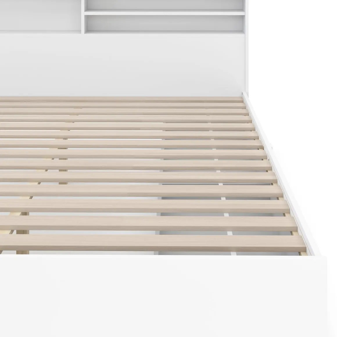 Bett Holz GENESIS mit Stauraum und Schubladen 180 x 200 cm weiss
