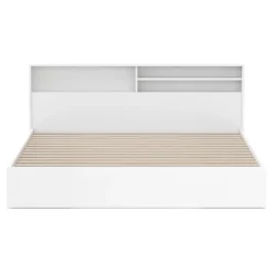 Bett Holz GENESIS mit Stauraum und Schubladen 180 x 200 cm weiss