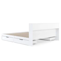 Bett Holz GENESIS mit Stauraum und Schubladen 180 x 200 cm weiss