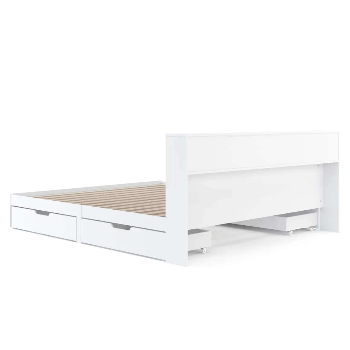 Bett Holz GENESIS mit Stauraum und Schubladen 180 x 200 cm weiss