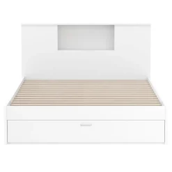 Bett Holz MADELYN mit Stauraum und Schublade 140 x 200 cm weiss