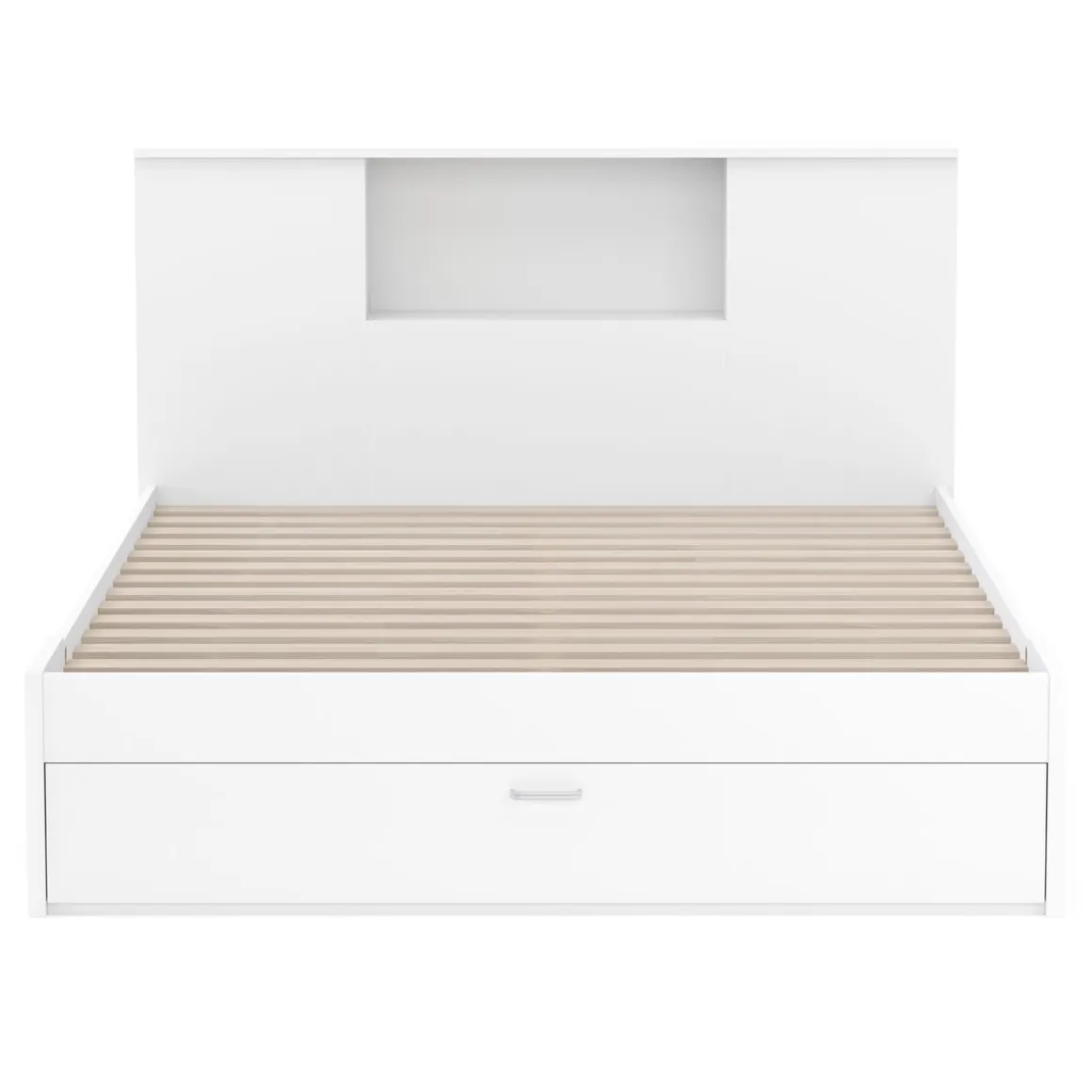 Bett Holz MADELYN mit Stauraum und Schublade 140 x 200 cm weiss