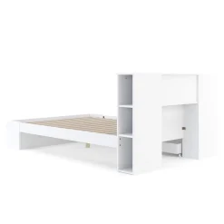 Bett Holz MADELYN mit Stauraum und Schublade 140 x 200 cm weiss