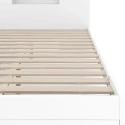 Bett Holz MADELYN mit Stauraum und Schublade 140 x 200 cm weiss