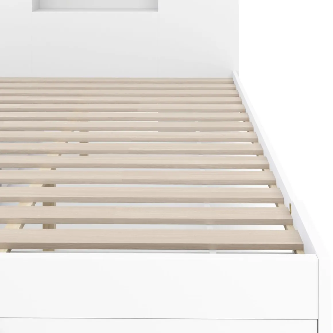 Bett Holz MADELYN mit Stauraum und Schublade 140 x 200 cm weiss
