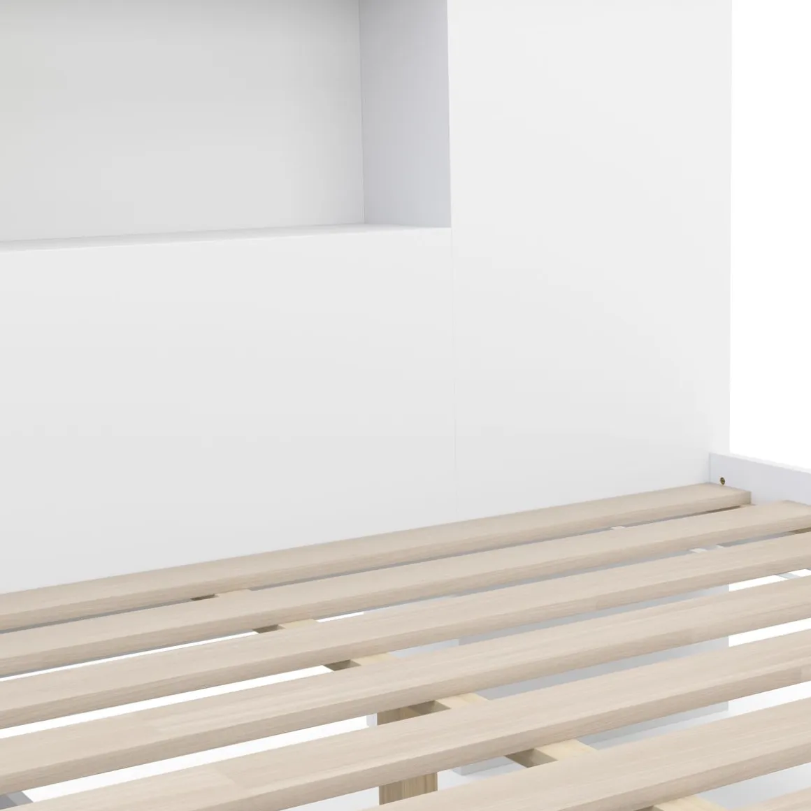 Bett Holz MADELYN mit Stauraum und Schublade 140 x 200 cm weiss