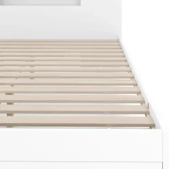 Bett Holz MADELYN mit Stauraum und Schublade 160 x 200 cm weiss