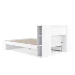 Bett Holz MADELYN mit Stauraum und Schublade 160 x 200 cm weiss