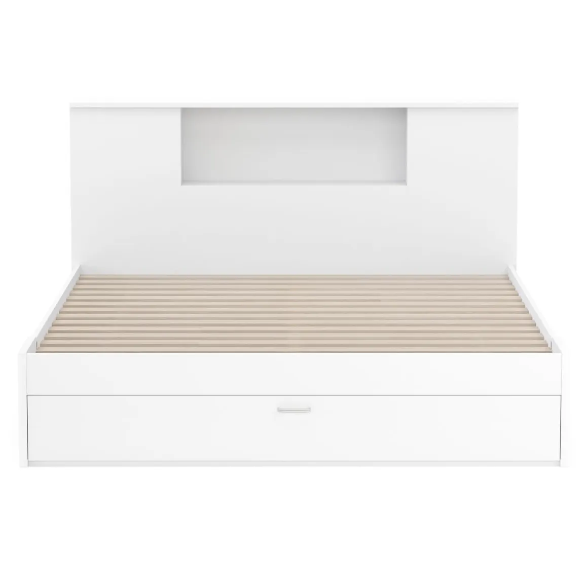 Bett Holz MADELYN mit Stauraum und Schublade 160 x 200 cm weiss