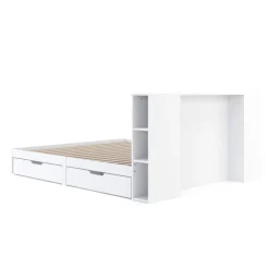 Bett Holz MARGARET mit Stauraum und Schubladen 180 x 200 cm weiss