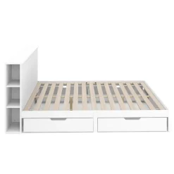 Bett Holz MARGARET mit Stauraum und Schubladen 180 x 200 cm weiss
