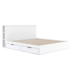 Bett Holz MARGARET mit Stauraum und Schubladen 180 x 200 cm weiss